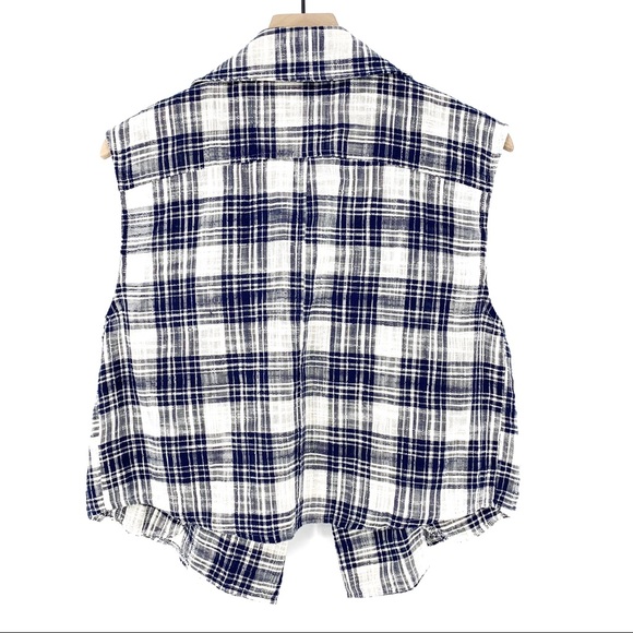 Ellison Tartan Plaid Collared Open Front Vest - Picture 2 of 7